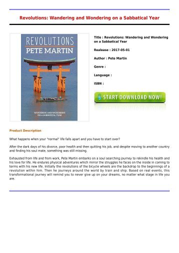 Download E-Book Revolutions  Wandering and Wondering on a Sabbatical Year Full Collection