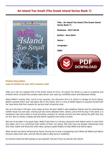 Downloads E-Book An Island Too Small The Greek Island Series Book 7 Full Online