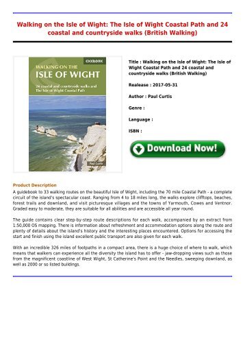 Downloads E-Book Walking on the Isle of Wight  The Isle of Wight Coastal Path and 24 coastal and countryside walks British Full Online