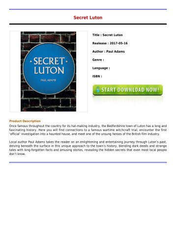 Reviews E-Book Secret Luton Premium Book Free