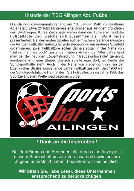 TSG Ailingen - Abt. Fußball - Stadionblättle 2017/18