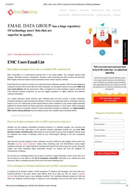 EMC Customers Email Lists