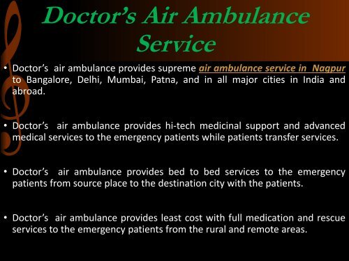 Emergency Medical Doctor’s Air Ambulance Service in Nagpur
