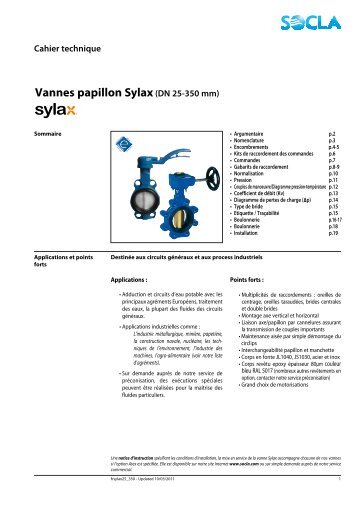 Vanne papillon SOCLA type SYLAX DN 25-350