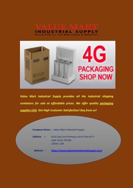 Buy Quality Packaging Supplies in USA at Best Price