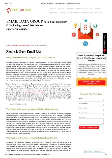 Zendesk  users mailing list
