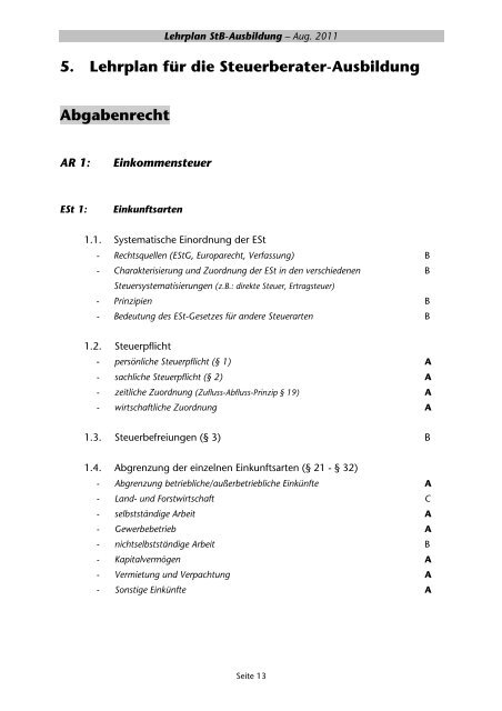 LEHRPLAN - WT-Akademie