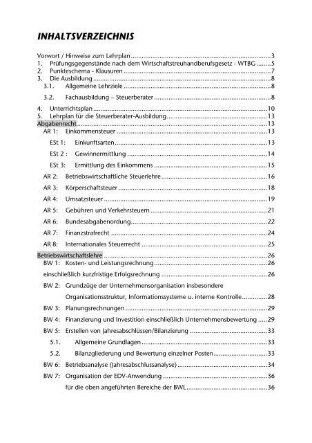 LEHRPLAN - WT-Akademie