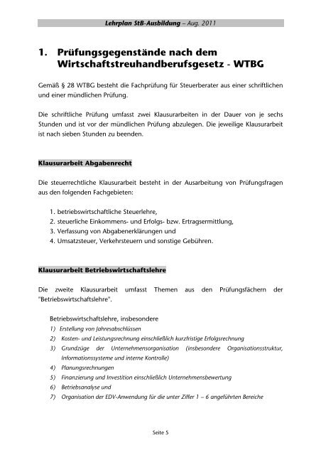 LEHRPLAN - WT-Akademie