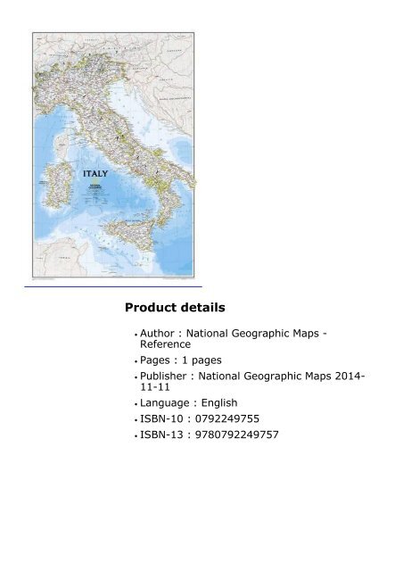 Italy Classic [Tubed] (National Geographic Reference Map)