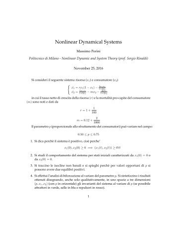 Nonlinear Dynamical Systems Exercise