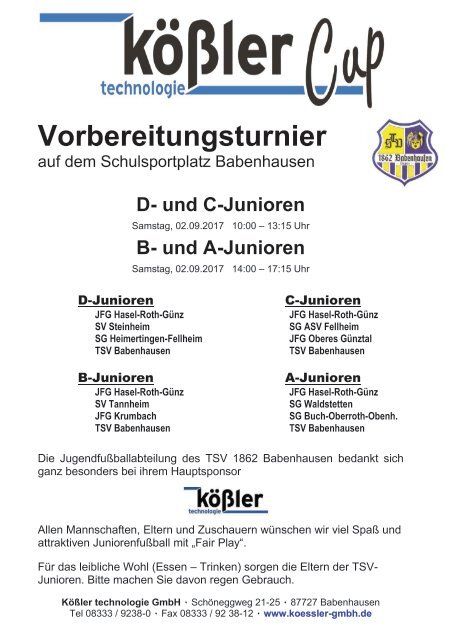 20170812 Fuggermärktler TSV 1862 Babenhausen - TSV Haunstetten