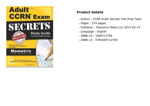 Adult CCRN Exam Secrets Study Guide: CCRN Test Review for the Critical Care Nurses Certification Examinations