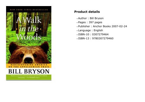 A Walk in the Woods: Rediscovering America on the Appalachian Trail