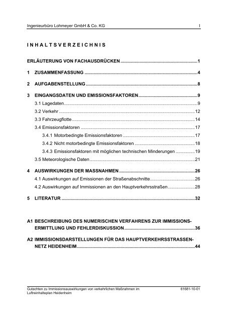 Gutachten zu Immissionsauswirkungen von verkehrlichen - RP