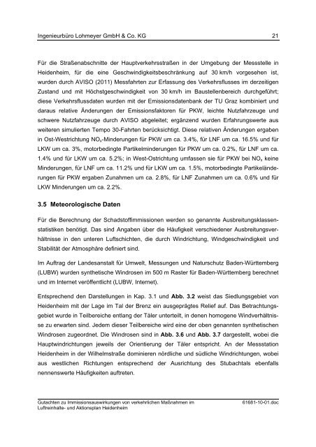 Gutachten zu Immissionsauswirkungen von verkehrlichen - RP