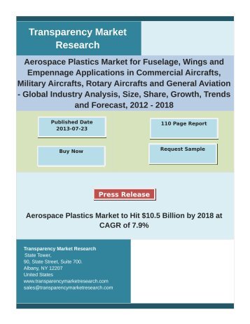 Aerospace Plastics Market Report 2012 Analysis by Trends, Production, Consumption and Forecast 2018