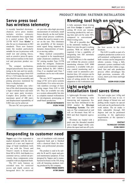 Fastening & Assembly Solutions & Technology July 2012