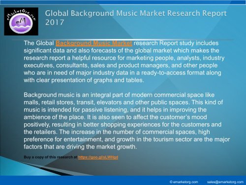 Background Music Market by Manufacturers, Countries, Type and Application, Forecast to 2022