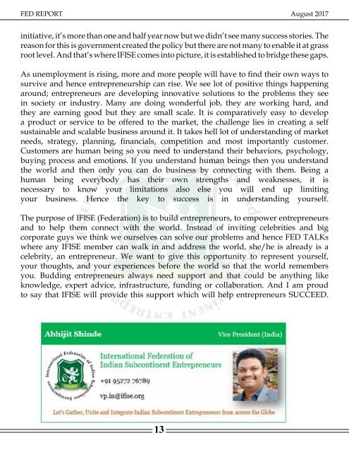 IFISE Magazine - August 2017 FED Report 