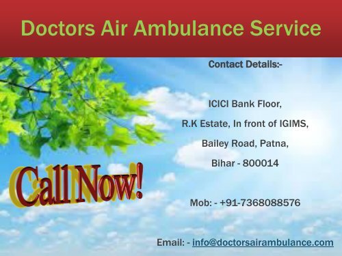 Emergency Rescue Air Ambulance Service in Indore