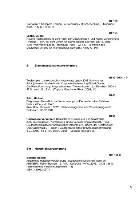 2004 - FBV - Fachbibliothek Versicherungswissenschaft - Universität ...