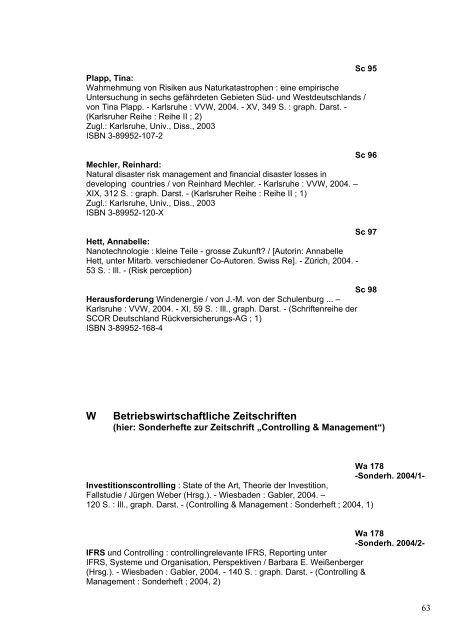 2004 - FBV - Fachbibliothek Versicherungswissenschaft - Universität ...