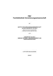 FBV - Fachbibliothek Versicherungswissenschaft - Universität zu Köln