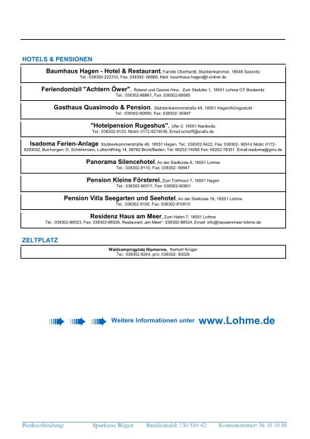 Gastgeberverzeichnis Gemeinde Lohme Stand 14.01.2010 18:03