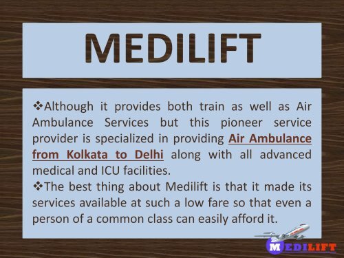 Get a Low Fare Air Ambulance from Kolkata to Delhi Anytime by Medilift