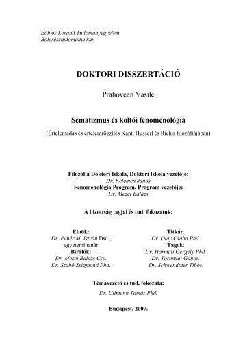 doktori disszertáció - ELTE BTK disszertációk - Eötvös Loránd ...