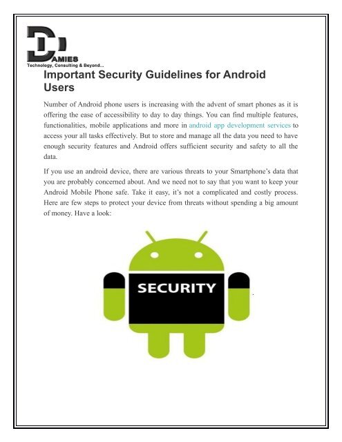 Important Security Guidelines for Android Users (1)