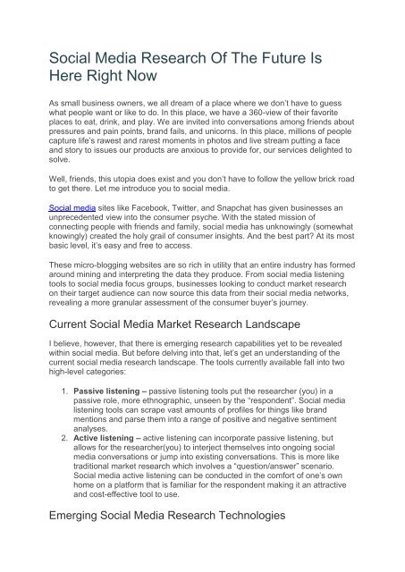 recommendation for future researchers about social media