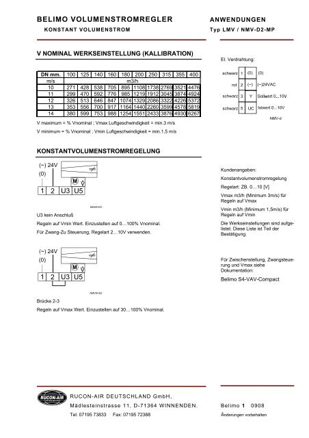 v nominal werkseinstellung (kallibration) - RUCON-AIR Deutschland ...