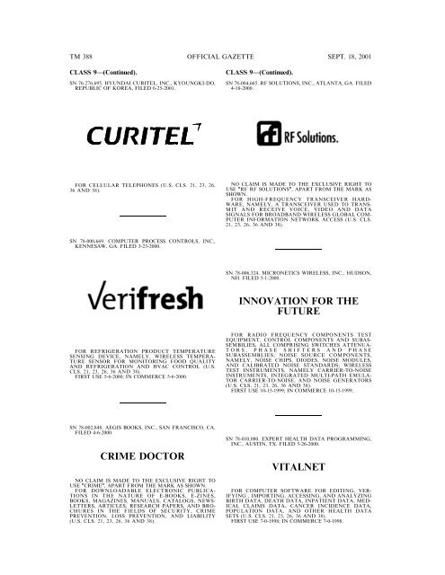 20010918 OG 1. - U.S. Patent and Trademark Office