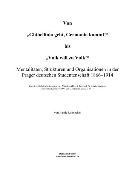 Ghibellinia geht, Germania kommt! - Burschenschaftsgeschichte