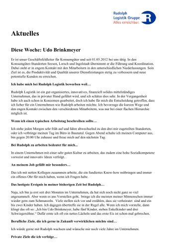Aktuelles Diese Woche: Udo Brinkmeyer - Rudolph Logistik Gruppe