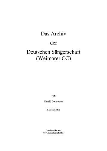 Das Archiv der Deutschen Sängerschaft (Weimarer CC)