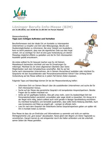 Löninger Berufs-Info-Messe (BIM) - Verkehrsverein Löningen im ...