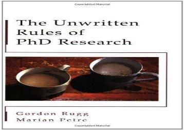 The Unwritten Rules of Phd Research