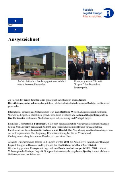 Ausgezeichnet Rudolph Logistik Gruppe