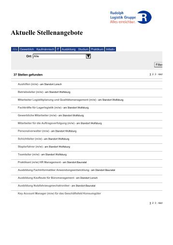 Aktuelle Stellenangebote - Rudolph Logistik Gruppe