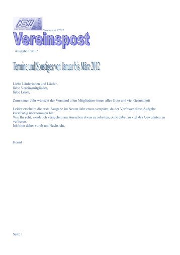 Vereinspost I/2012