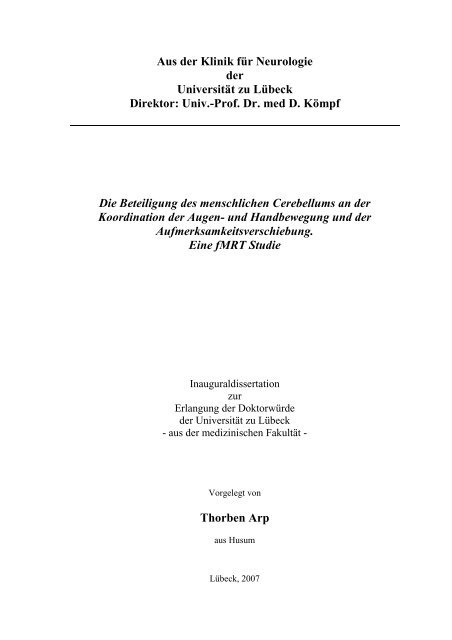 Thorben Arp, Dissertation 11.12.2007 - Universität zu Lübeck