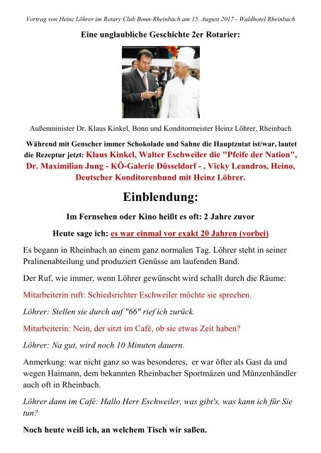 Hochstapler Dr. Maximilian Jung:  "Kinder sind tabu"  die Geschichte zum Magazin Vortrag bei Rotary Bonn-Rheinbach