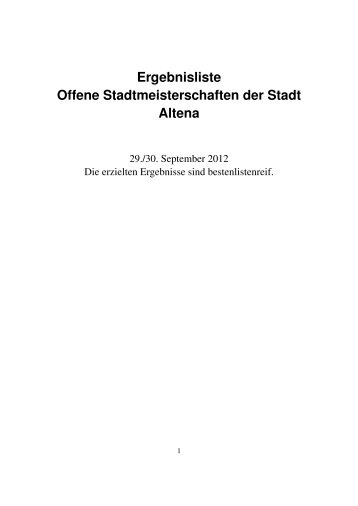 Ergebnisliste Offene Stadtmeisterschaften der ... - LA Spvgg Herten