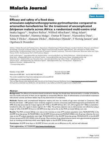 Efficacy and safety of a fixed dose artesunate ...