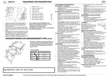 KitchenAid HOB 423/S - HOB 423/S DA (854146401000) Istruzioni per l'Uso