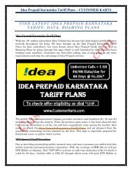 Idea Prepaid Karnataka Tariff Plans
