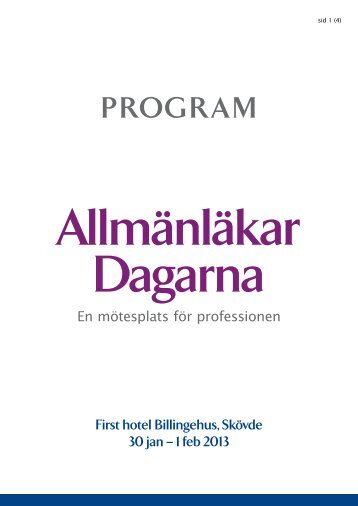 AllmänläkarDagarna PROGRAM - Kursdoktorn